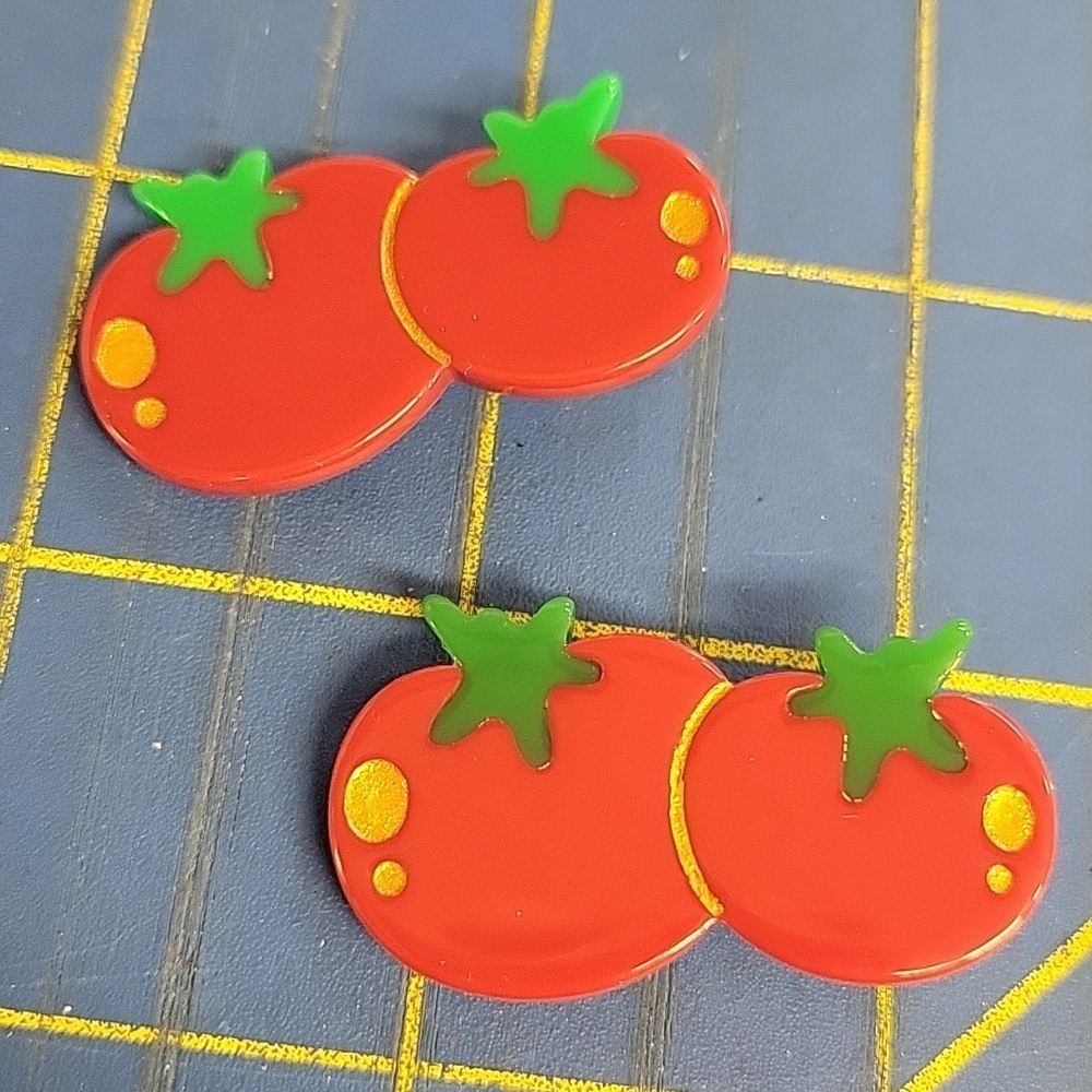 Tomato Hair Clip 1.5" x 3/4" Barrettes Set of 2